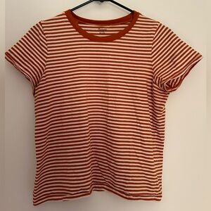 Orange and white striped t-shirt